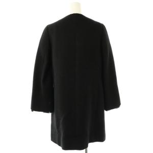 23区 vingt-trois ラビットファーカフスノーカラーコート ウール 40 黒 /MI OS SH