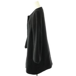 23区 vingt-trois ラビットファーカフスノーカラーコート ウール 40 黒 /MI OS SH