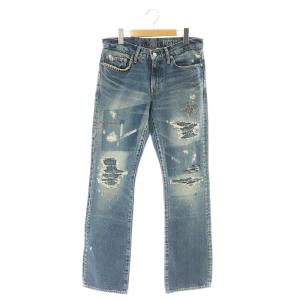 SSR加工デニム スリムブーツカットパンツ ジーンズ 30 青 /MI OS