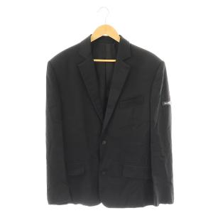 674431 ラバー ロゴ ワッペン ウォッシュド テーラード ジャケット 34 ブラック