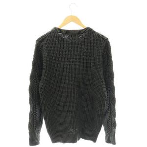 Schott ケーブル編み クルーネック セーター ニット プルオーバー M カーキブラック /CX OS AD