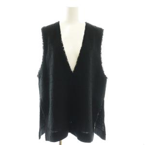 Italian fabric イタリアンファブリック ツイードベスト 黒 ブラック /SS OS
