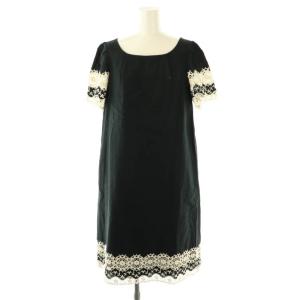 リネンレースワンピース 42 ブラック オフホワイト /DO OS