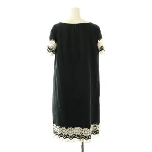 M'S GRACY リネンレースワンピース 42 ブラック オフホワイト /DO OS