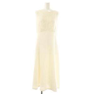 ジョーゼットボートネック ワンピース ノースリーブ ミモレ ロング 38 白 ホワイト /AT OS