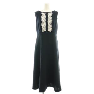 ジョーゼットボートネック ワンピース ノースリーブ ロング 38 ネイビー /HK OS