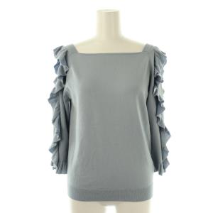 コットンレーヨンフリルスリーブニット セーター 七分袖 38 ライトブルー /NR OS