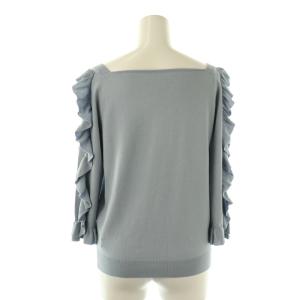 ANAYI コットンレーヨンフリルスリーブニット セーター 七分袖 38 ライトブルー /NR OS