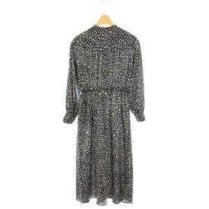 ANAYI マルチペイントPTスタンドカラーワンピース マキシ ロング 36 紺 ネイビー /AT OS