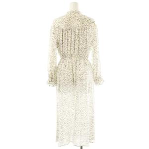 ANAYI マルチペイントPTスタンドカラーワンピース ミモレ ロング 長袖 36 白 ホワイト /AT OS