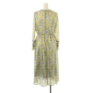 ANAYI シルエットミニフラワープリントフレア ワンピース 長袖 ロング 花柄 36 白 水色 黄色 /NR OS