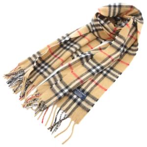 美品 マフラー カシミヤ ノバチェック ベージュ系 /UO