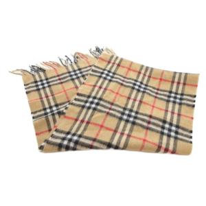 BURBERRY LONDON 美品 マフラー カシミヤ ノバチェック ベージュ系 /UO
