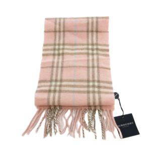BURBERRY LONDON タグ付き マフラー ラムウール チェック ピンク /UO