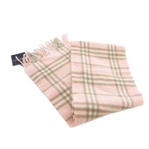 BURBERRY LONDON タグ付き マフラー ラムウール チェック ピンク /UO