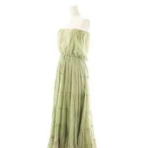 MARIHA ベアトップ ギャザー ワンピース ミモレ ロング 緑 グリーン /AT OS
