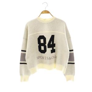 ラガージャガードショートニットトップ セーター 長袖 36 白 ホワイト /AT OS