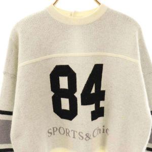 Grace Class ラガージャガードショートニットトップ セーター 長袖 36 白 ホワイト /AT OS