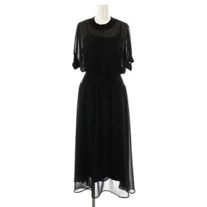 ドットカットジャカードハーフスリーブワンピース シアー 38 黒 /CX OS