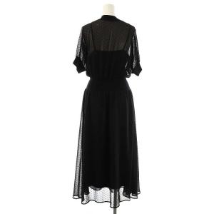DRESSTERIOR ドットカットジャカードハーフスリーブワンピース シアー 38 黒 /CX OS