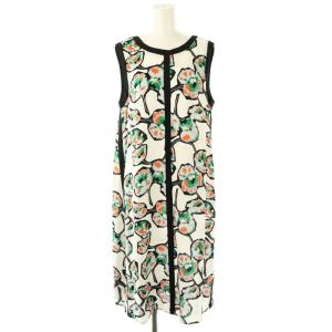 総柄 ノースリーブワンピース ミモレ ロング 42 白 ライトグレー オレンジ 緑 /NR OS