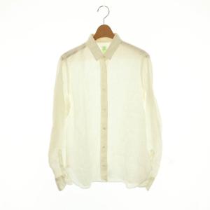 リネン 長袖シャツ スタンドカラー 42 白 ホワイト /AT OS