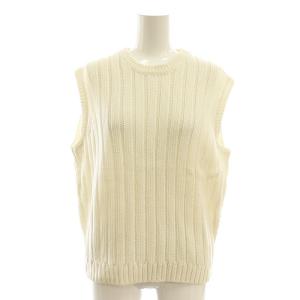 コットンワイドリブニットベスト プルオーバー クルーネック 白 ホワイト /AT OS