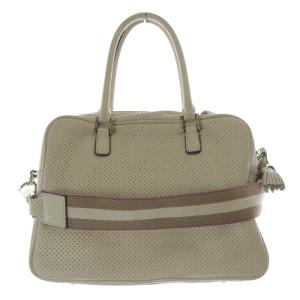 ANYA HINDMARCH カーカー レザー 2WAYバッグ ハンドバッグ ショルダーバッグ ロゴ ベージュ /SR45