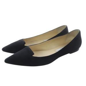 スエード ポインテッドトゥ フラットシューズ 39 黒 ブラック /SR54