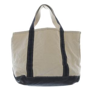 L.L.Bean トートバッグ ハンドバッグ キャンバス 白 ホワイト 紺 ネイビー /SR49