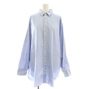 24AW Oxford Long シャツ スタンドカラー オーバーサイズ 青 ブルー /AT OS