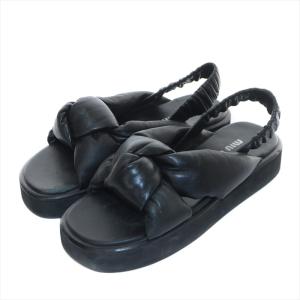 サンダル パデット レザー 38 25cm 黒 ブラック /AS OS