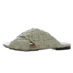 BOTTEGA VENETA GOMMA PADDED サンダル フラット クロスストラップ レザー 39 ホワイト /YO3