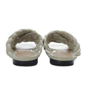BOTTEGA VENETA GOMMA PADDED サンダル フラット クロスストラップ レザー 39 ホワイト /YO3