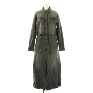 24AW デニムドロストスリットワンピース ロング 長袖 36 グレー /HK OS SH