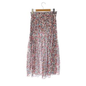 To b. by agnes b. 総柄 スカート ギャザー フレア 38 白 赤 黒 ライトブルー /MI OS