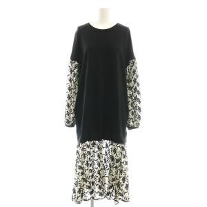 クラネ 花柄 ワンピース 黒 ブラック グレー /SS OS