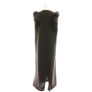 BALLSEY マテリアルコンビ ラッフルスリーブワンピース ミモレ ロング 36 茶 ブラウン /AT OS