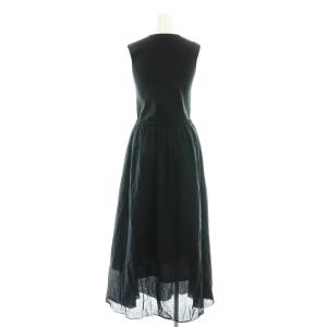 BALLSEY コットンオーガンジーコンビ ノースリーブマキシワンピース ロング 36 黒 ブラック /AT OS