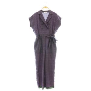 23SS ロンバスプリント テーラードジャンプスーツ オールインワン サロペット 36 青 ブルー 赤