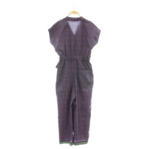 BALLSEY 23SS ロンバスプリント テーラードジャンプスーツ オールインワン サロペット 36 青 ブルー 赤