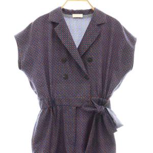 BALLSEY 23SS ロンバスプリント テーラードジャンプスーツ オールインワン サロペット 36 青 ブルー 赤