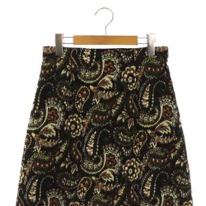 ANAYI シャギーペイズリーAラインスカート 38 黒 マルチカラー /CX OS