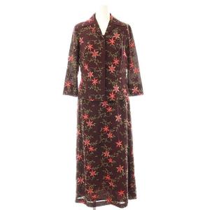 花柄刺繍 ジャケット ワンピース セットアップ M ボルドー マルチカラー /CX OS