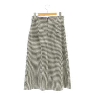 ANAYI 千鳥柄 フロントボタン タイトスカート ミモレ ロング 36 白 ホワイト 黒 ブラック /AT OS