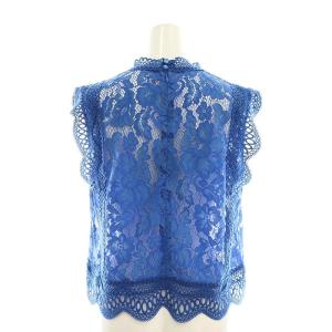 ANAYI 総レース ノースリーブ カットソー ブラウス 38 青 ブルー /AT OS