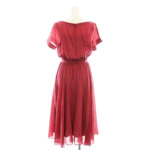 ANAYI ライトローンフレアワンピース インナー付き Vネック 36 レッドパープル /CX OS