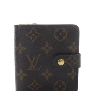 LOUIS VUITTON ルイヴィトン モノグラム コンパクトジップ 二つ折り財布 ブラウン M61667