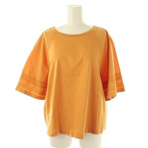 LIVORNO 刺繍Tシャツ カットソー 五分袖 L オレンジ /AT OS