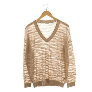 リネンVネックプルオーバー ニット カットソー S ベージュ オフホワイト /DO OS